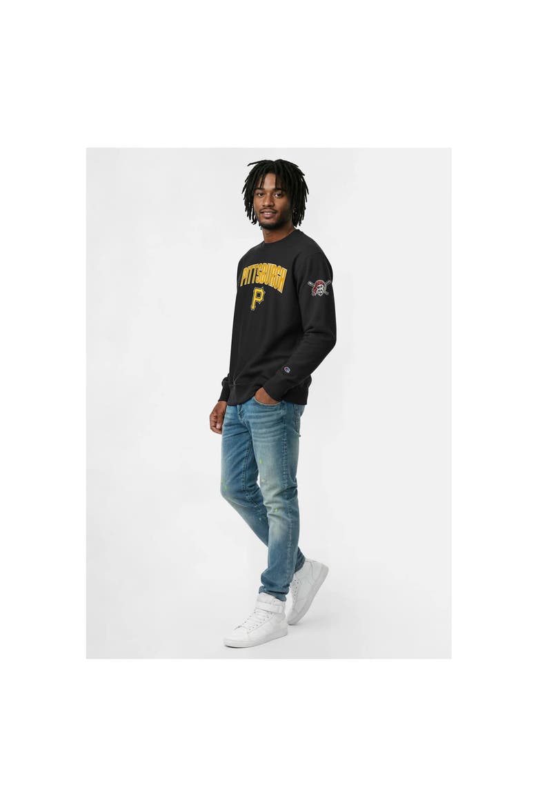 Men's Champion  Black Pittsburgh Pirates Reverse Weave Chenille Sweatshirt, Alternate, color, Black