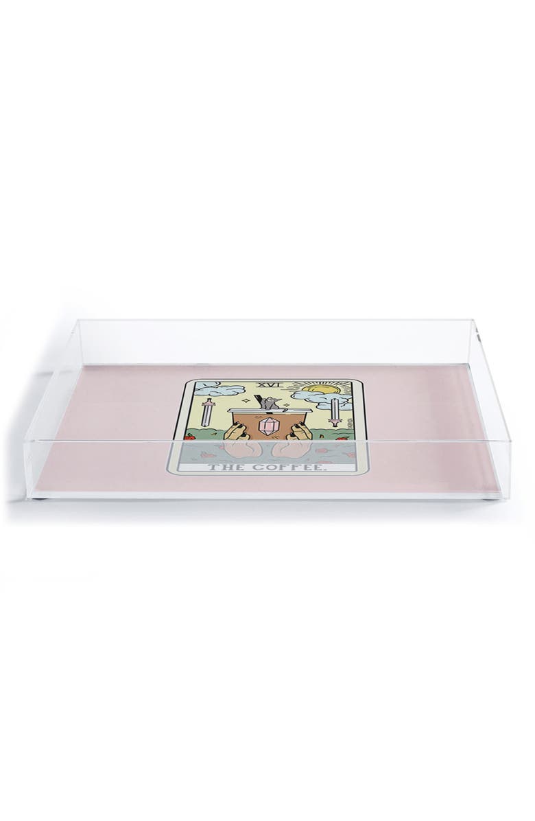 Deny Designs SagePizza Coffee Reading Acrylic Tray, Alternate, color, White