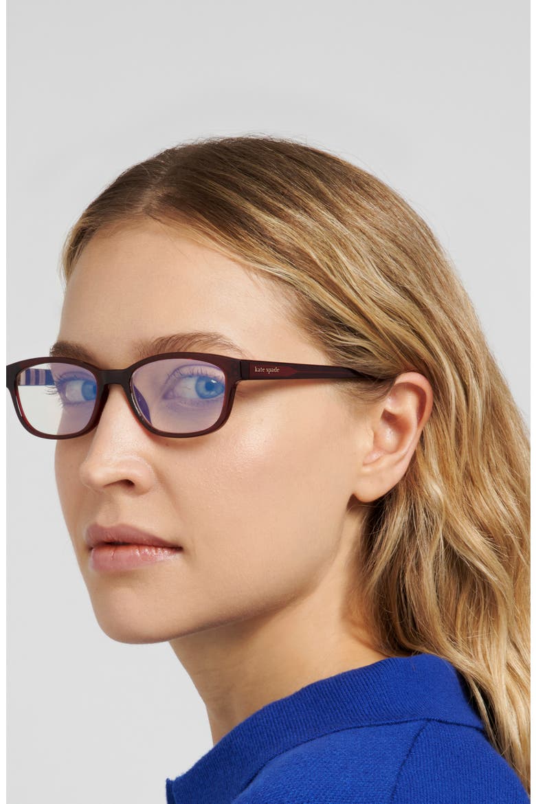 joetta 50mm rectangular blue light blocking glasses, Alternate, color, BROWN/ BLUE AS