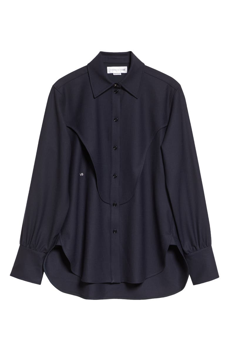 Victoria Beckham Yoke Detail Stretch Button-Up Shirt, Alternate, color, Midnight