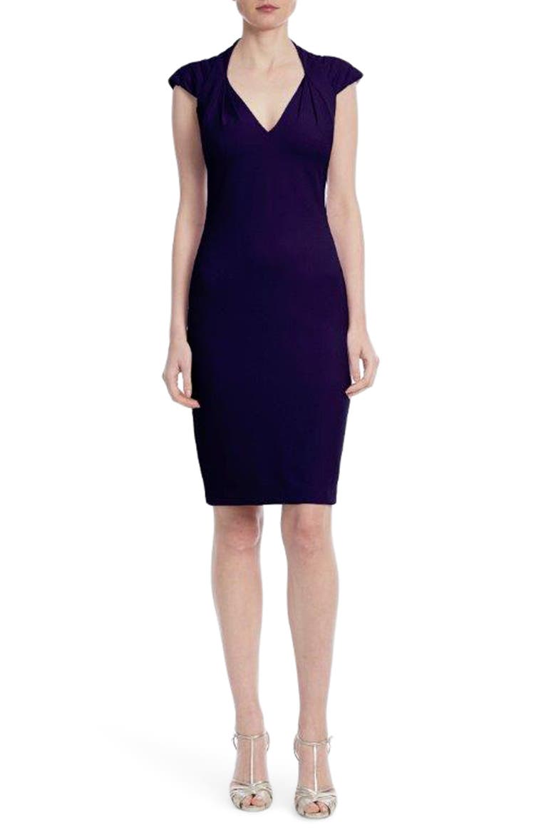 Odessa Pleat Cocktail Dress, Alternate, color, NAVY