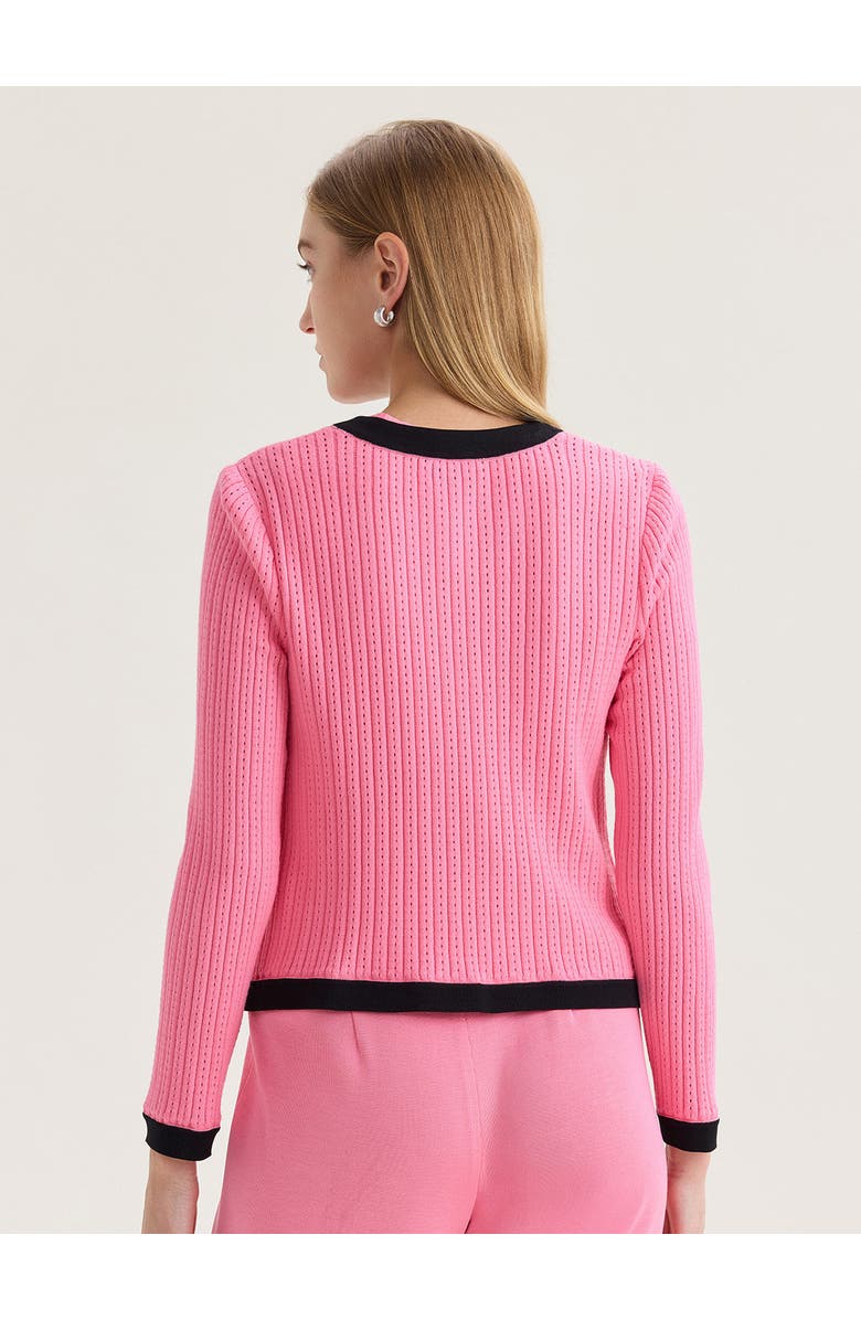 Misook Heritage Eyeleted Recycled Knit Jacket, Alternate, color, Pink