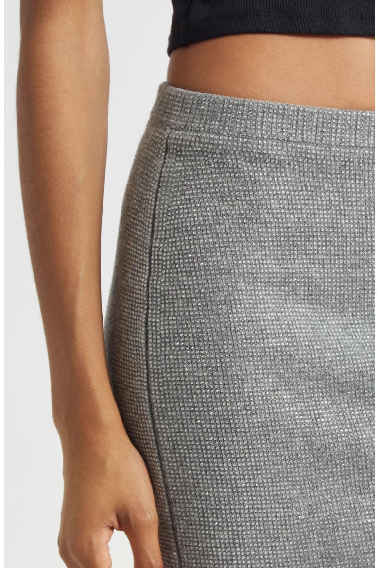 Crystal Hotfix Wool Blend Miniskirt, Alternate, color, HEATHER GREY