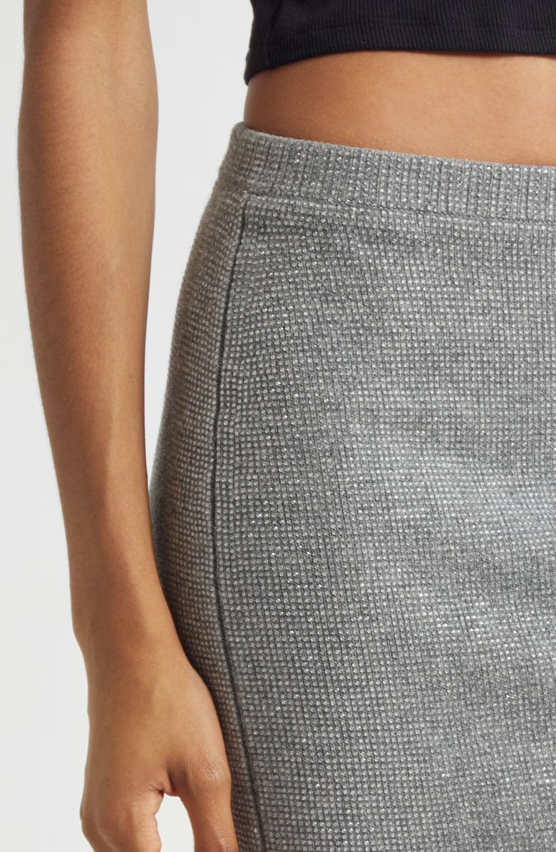 Alexander Wang Crystal Hotfix Wool Blend Miniskirt, Alternate, color, Heather Grey