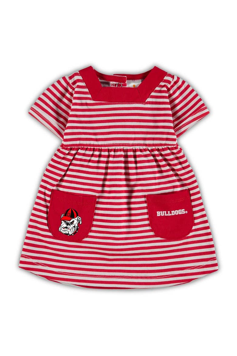 Girl's Toddler Red Georgia Bulldogs Striped Dress with Pockets, Main, color, Red