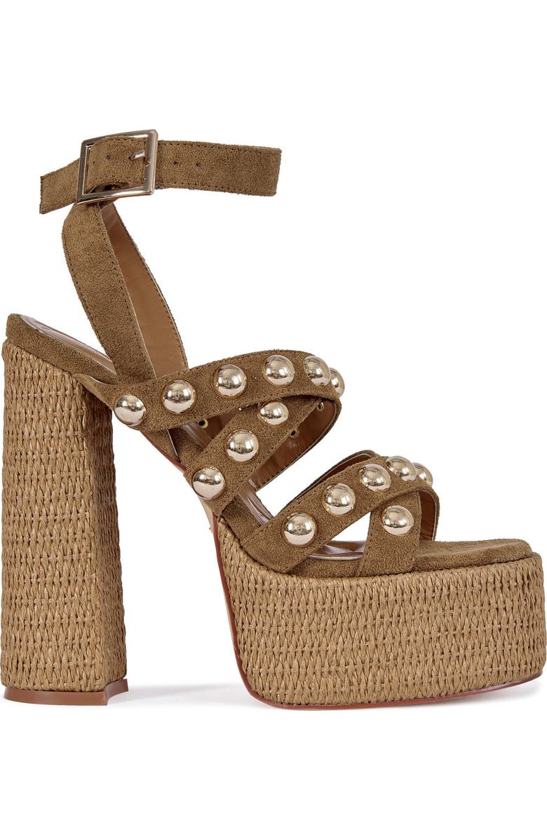 AZALEA WANG Yara Block Sandal, Main, color, Brown