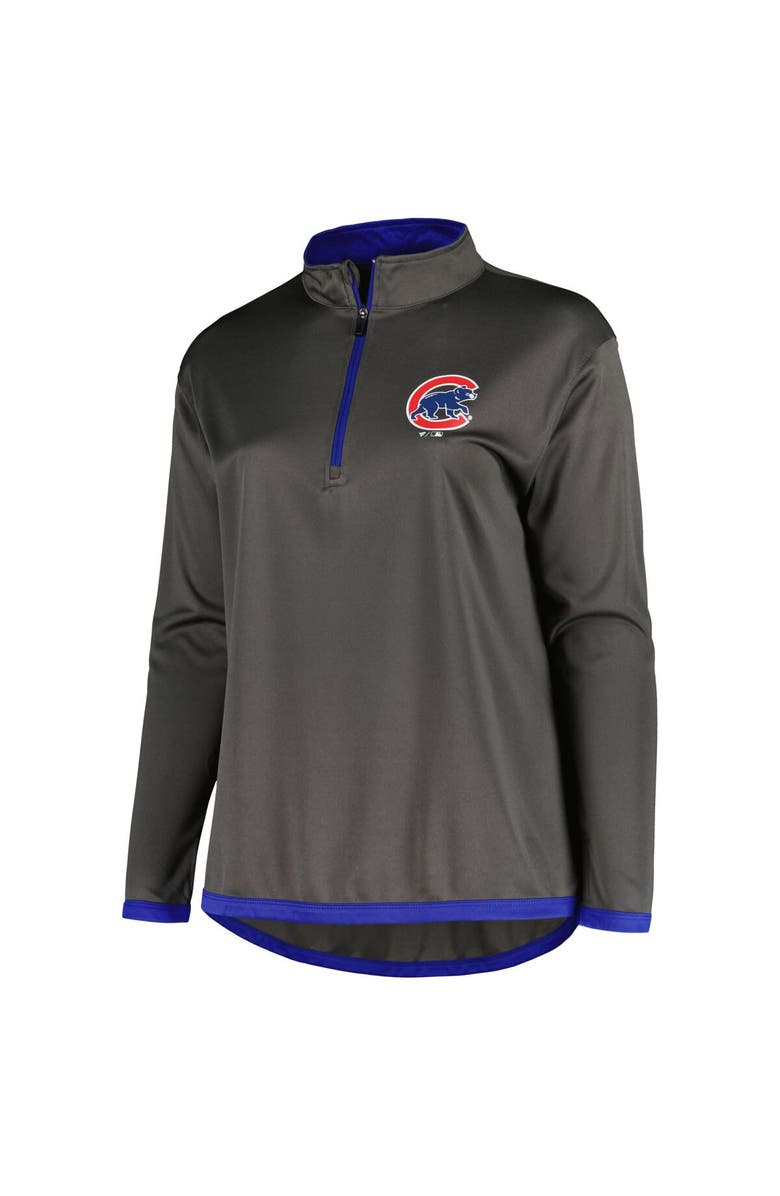 PROFILE Women's Profile Charcoal Chicago Cubs Plus Size Quarter-Zip Jacket, Alternate, color, Charcoal
