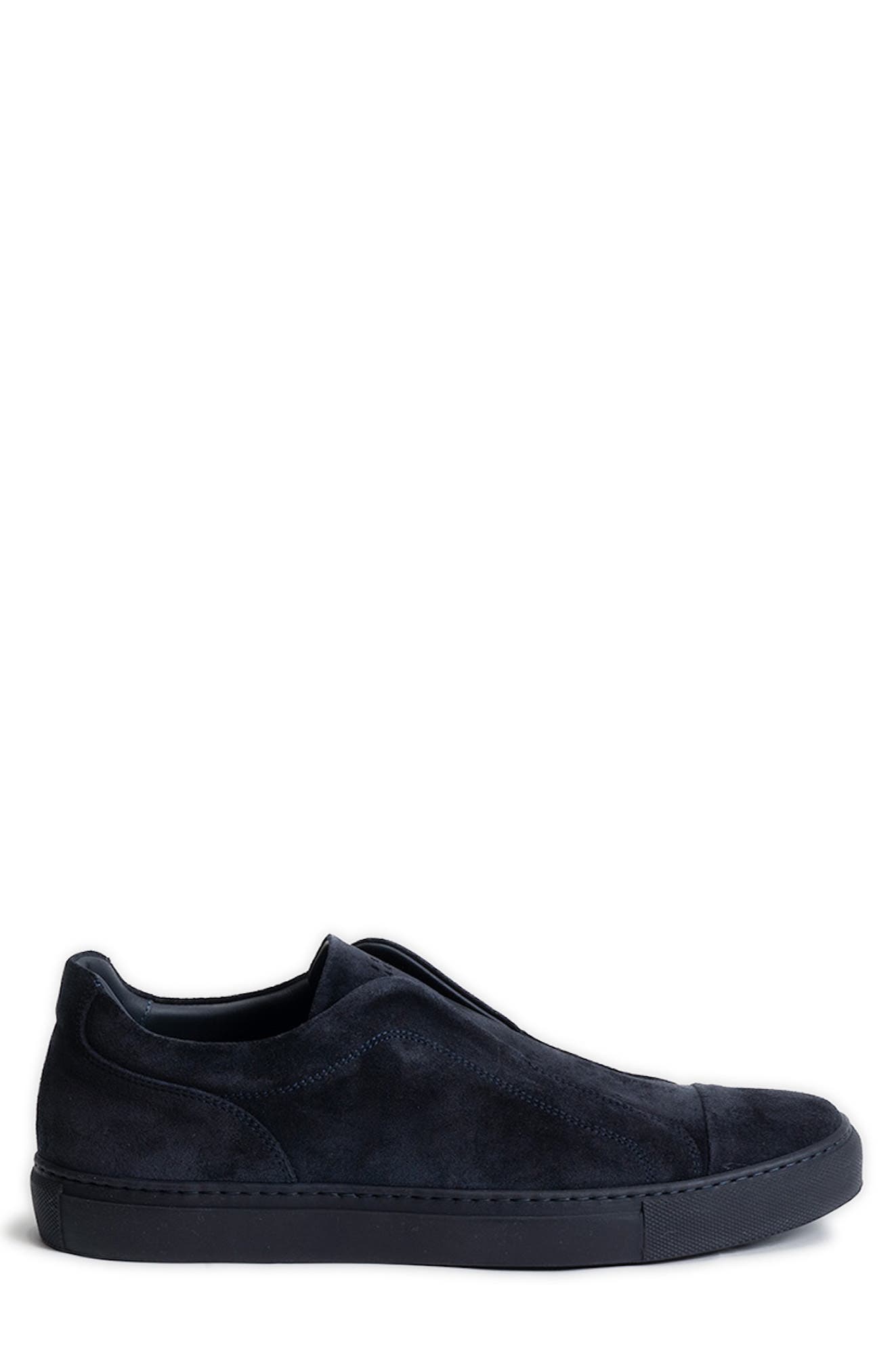 Catro Laceless Suede Slip-On Sneaker, Alternate, color, NAVY
