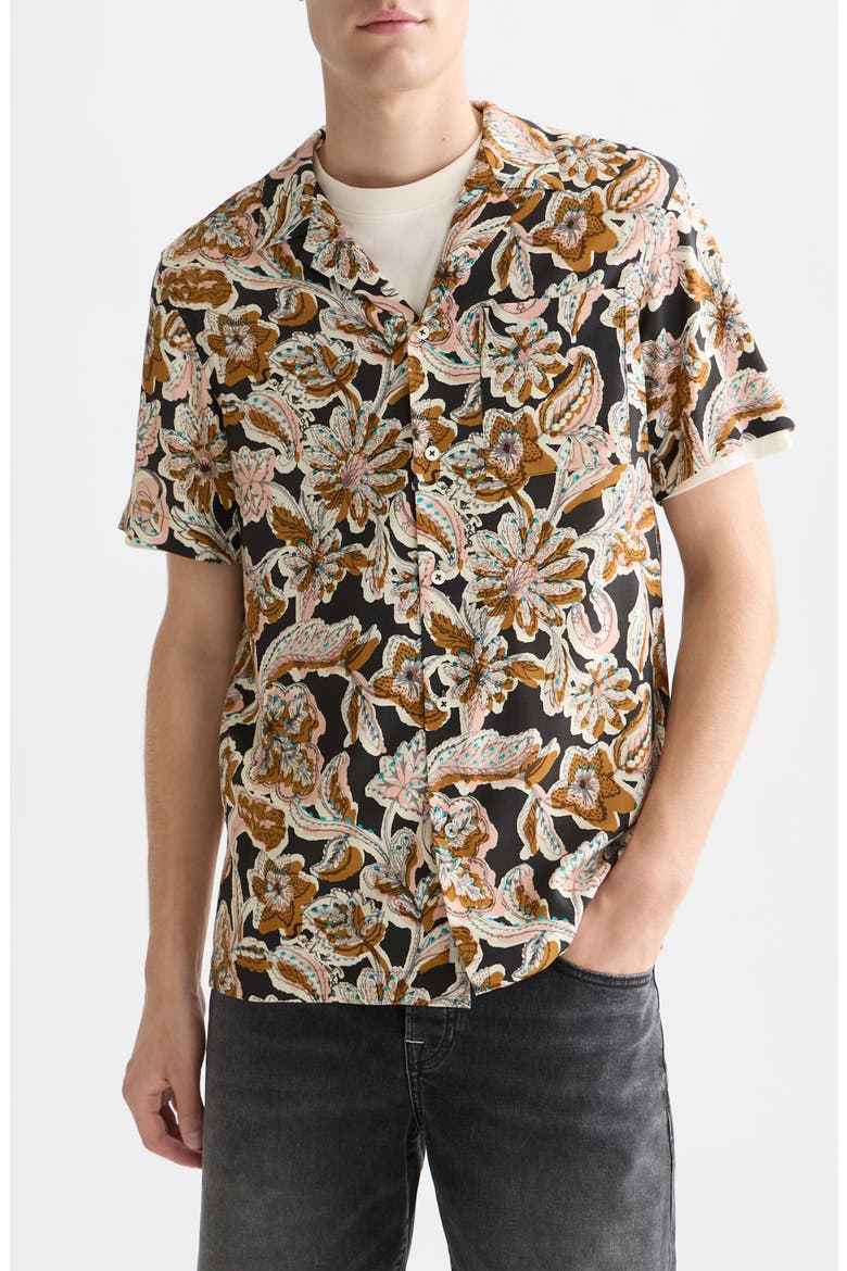 Relaxed Fit Print Short Sleeve Button-Up Shirt, Main, color, LUCKY BANDANA MULTI