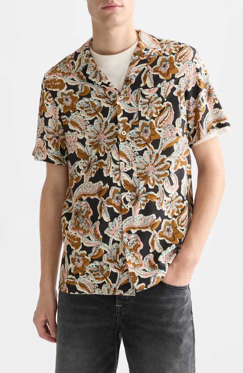 Scotch & Soda Relaxed Fit Print Short Sleeve Button-Up Shirt, Main, color, Lucky Bandana Multi