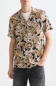 Scotch & Soda Relaxed Fit Print Short Sleeve Button-Up Shirt
