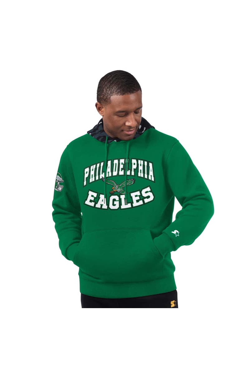 STARTER Men's Starter  Kelly Green Philadelphia Eagles Thursday Night Gridiron Vintage Logo Pullover Hoodie, Alternate, color, 