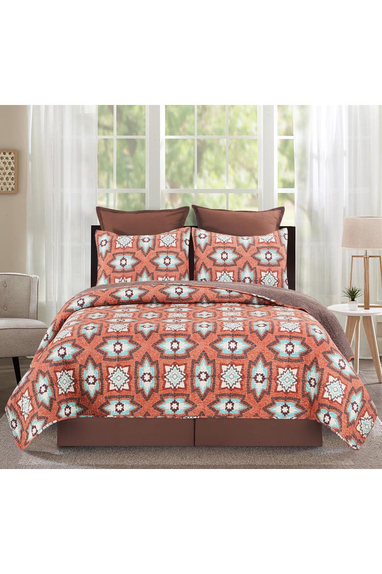 Montana Sky Cotton Quilt Set  - Reversible and Machine Washable, Alternate, color, Orange