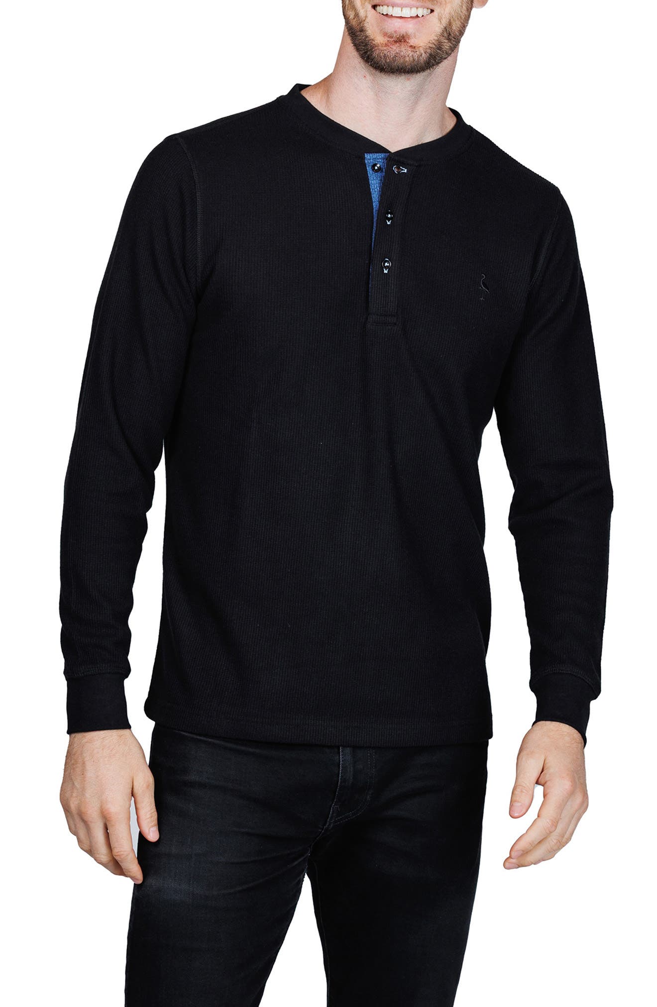 TailorByrd Cozy Waffle Knit Long Sleeve Henley