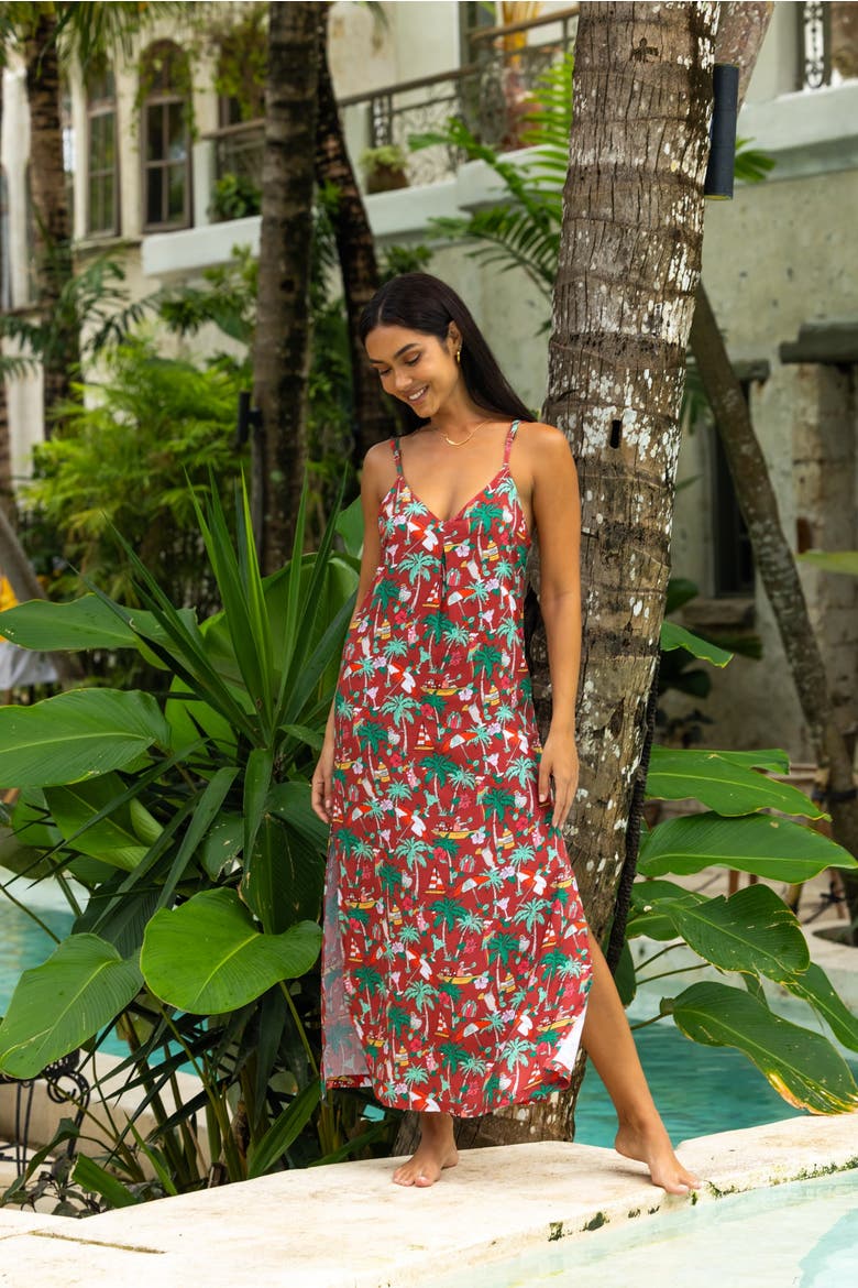 Margaritaville by Kenny Flowers - The Christmas Island Beach Dress, Alternate, color, Red