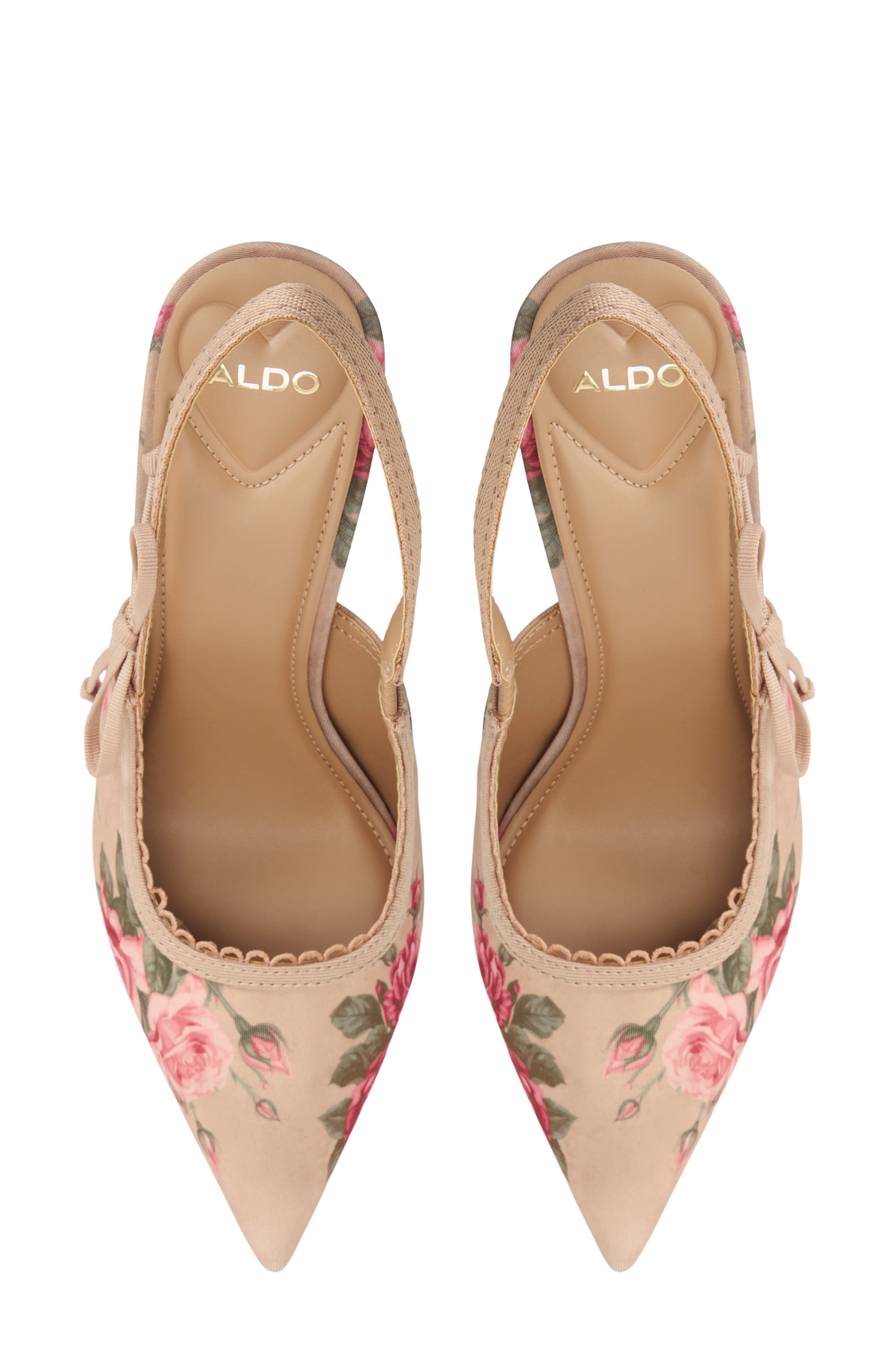 ALDO Hennie Pointed Toe Floral Slingback Pump, Alternate, color, Beige Combo