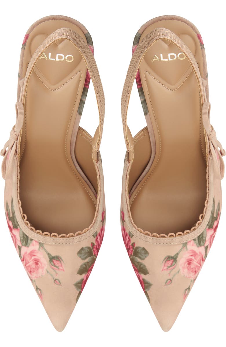 ALDO Hennie Pointed Toe Floral Slingback Pump, Alternate, color, Beige Combo