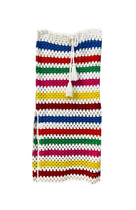 Hand-Made Knitted Striped Crochet Cover-Up Skirt, Little Kid-Big Kid