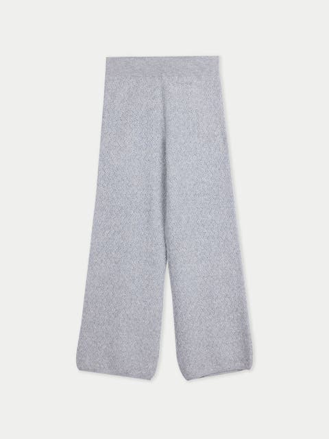 Wide-Leg Ajour Knit Cashmere Pants