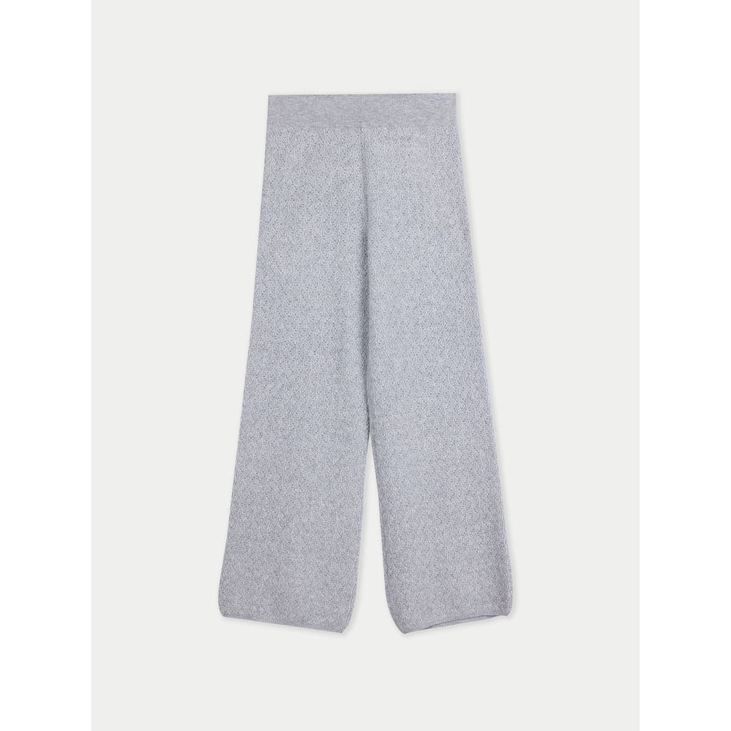 Gobi Cashmere Wide-leg Ajour Knit Cashmere Pants In Gray