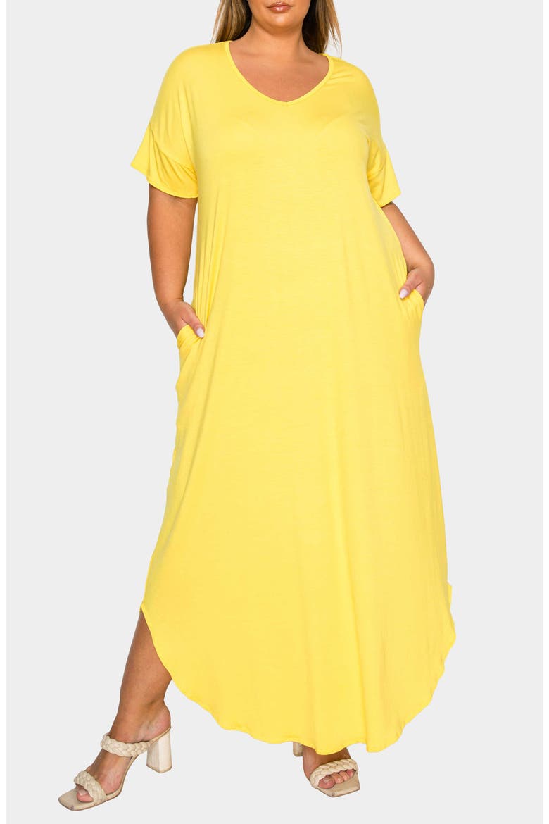Short Sleeve Jersey Maxi Dress, Main, color, YELLOW