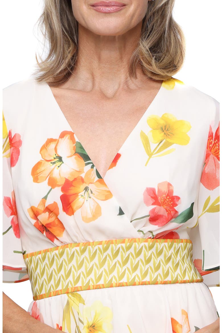 Floral Tiered Cocktail Dress, Alternate, color, CREAM MULTI