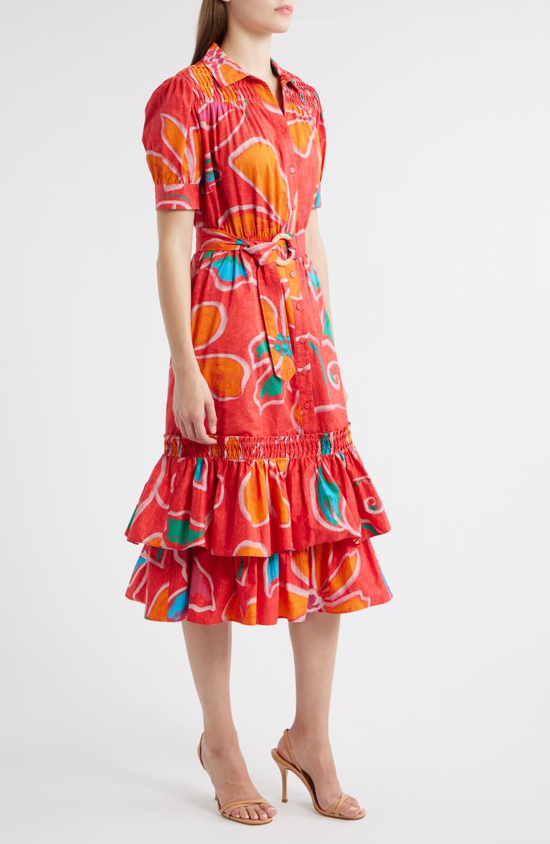 Elie Tahari The Suki Sketched Petals Short Sleeve Shirtdress, Alternate, color, Sketched Petals