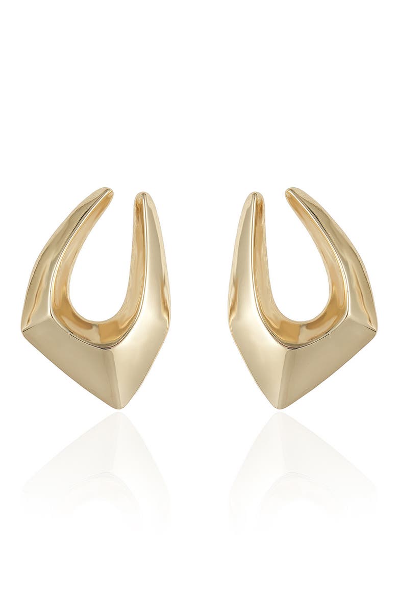 Large Geometric Hoop Earrings, Alternate, color, GOLD