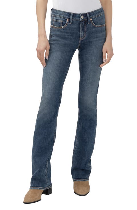 Suki Embellished Curvy Mid Rise Slim Bootcut Jeans