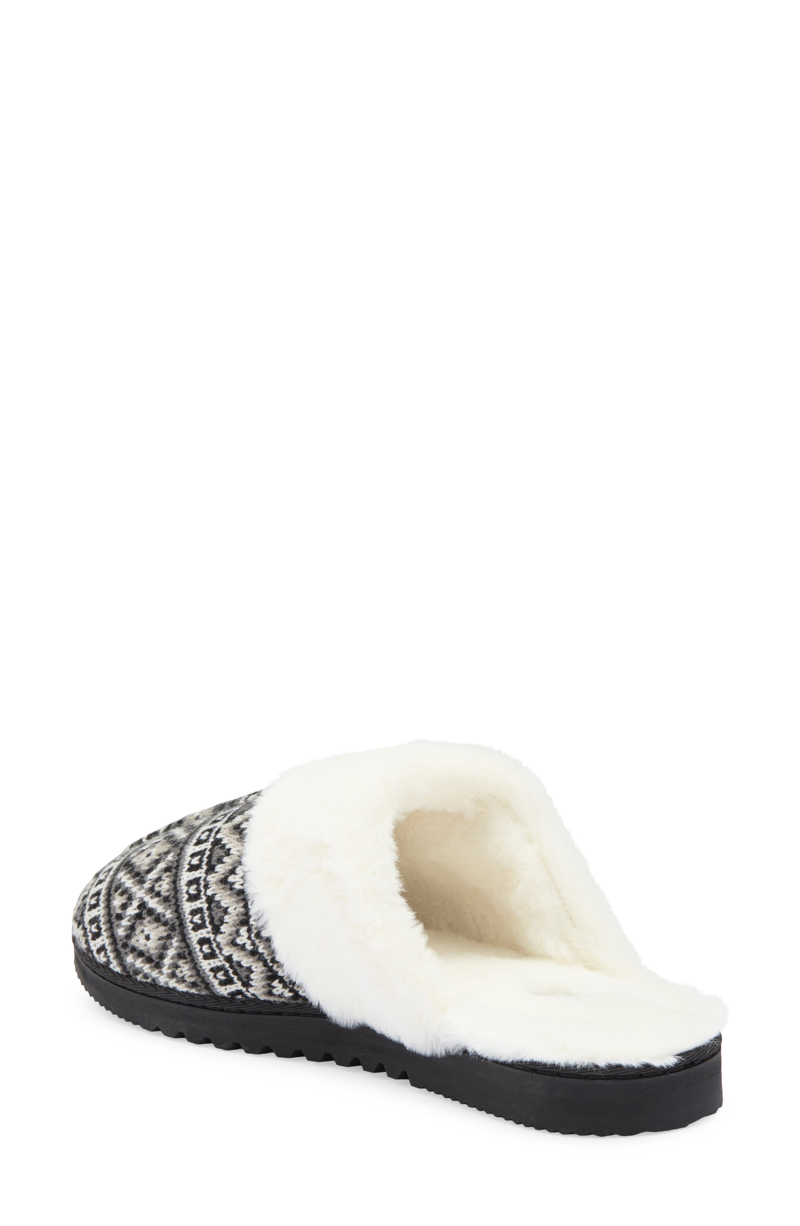 Børn Fair Isle Faux Fur Lined Scuff Slipper, Alternate, color, 
