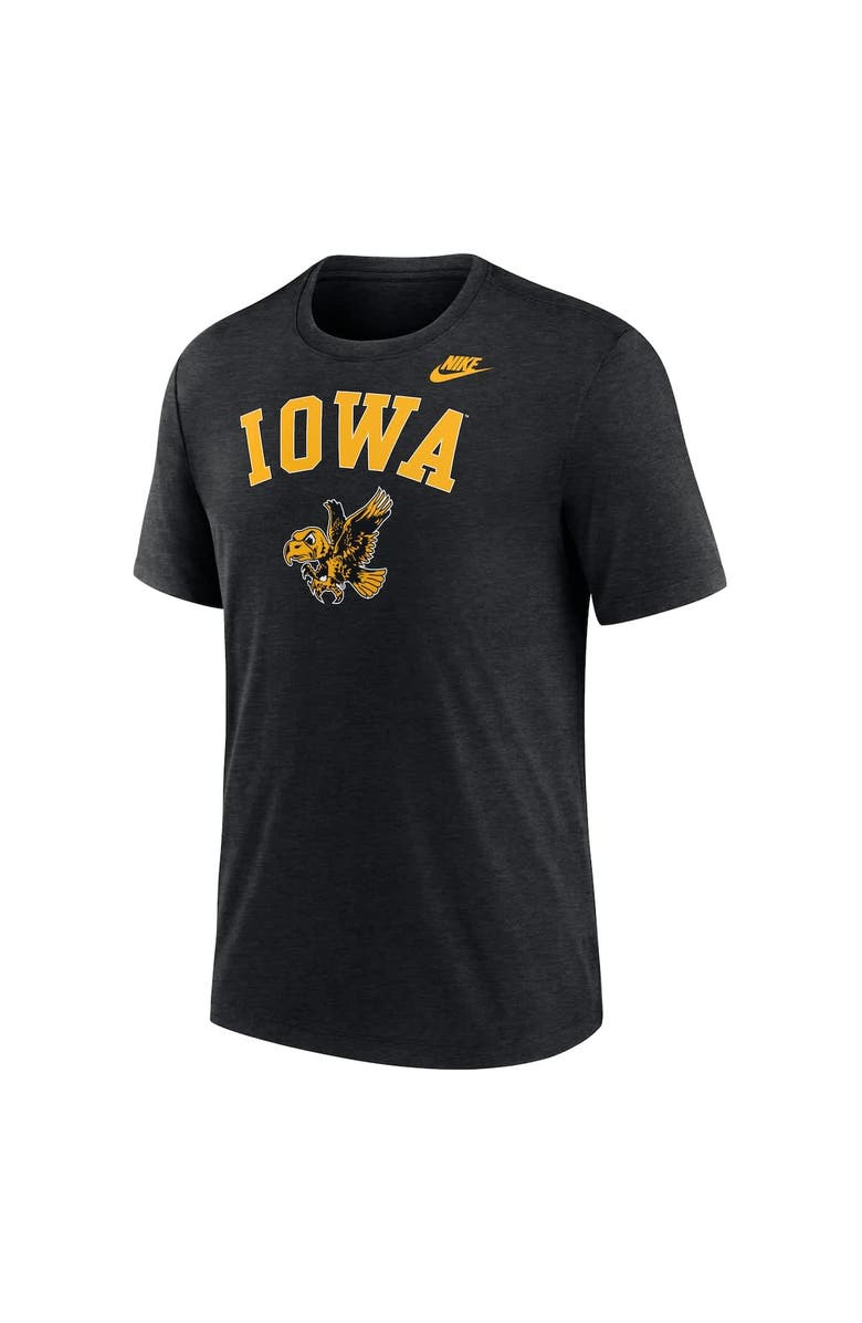 Nike Men's Nike Heather Black Iowa Hawkeyes Legacy Arch Tri-Blend T-Shirt, Alternate, color, Heather Black
