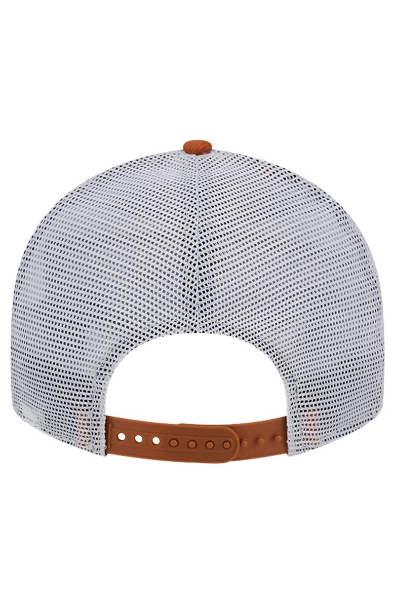 New Era Men's New Era Texas Orange Texas Longhorns Throwback Circle Patch 9FIFTY Trucker Snapback Hat, Alternate, color, 