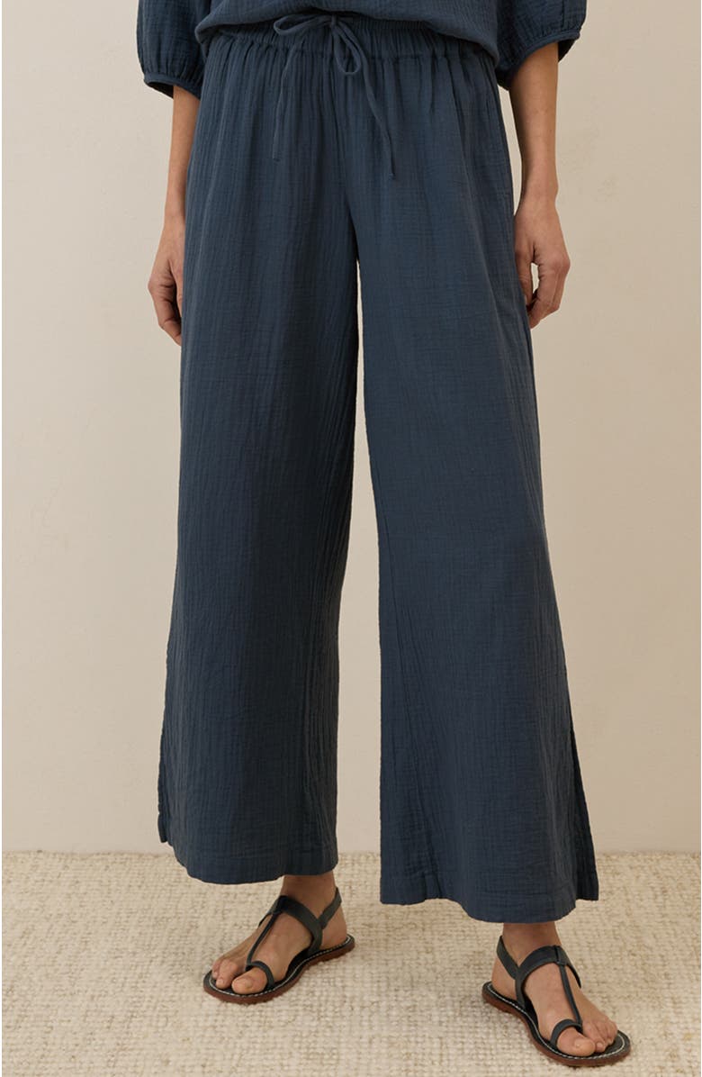 Pact Organic Cotton Coastal Double Gauze Split Hem Pant, Main, color, French Navy