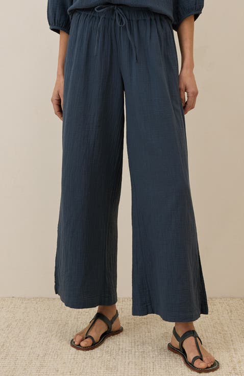 Organic Cotton Coastal Double Gauze Split Hem Pant