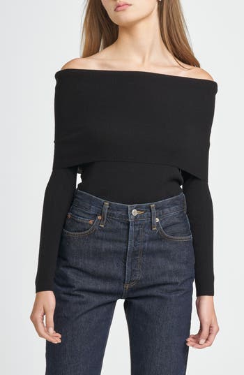 Shop Wayf Sonia Off The Shoulder Rib Sweater