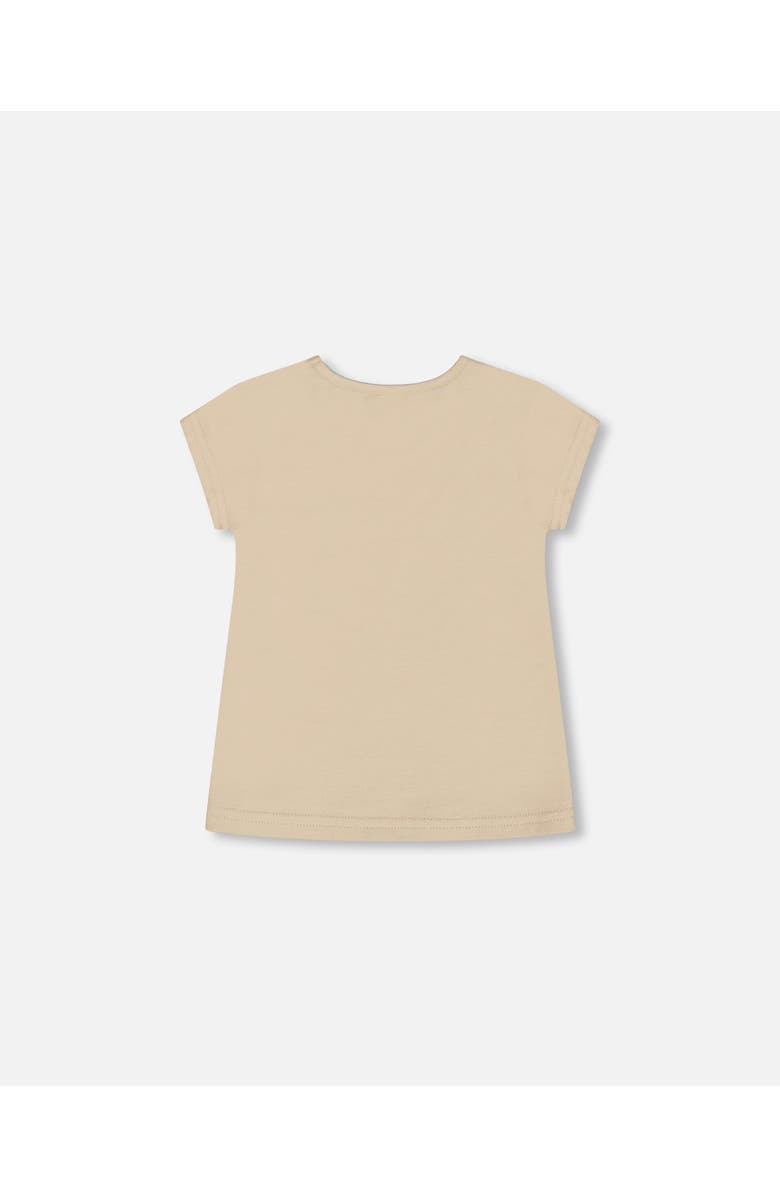 Deux par Deux Little Girl's Organic Cotton Tee Beige And Cream Koala, Alternate, color,