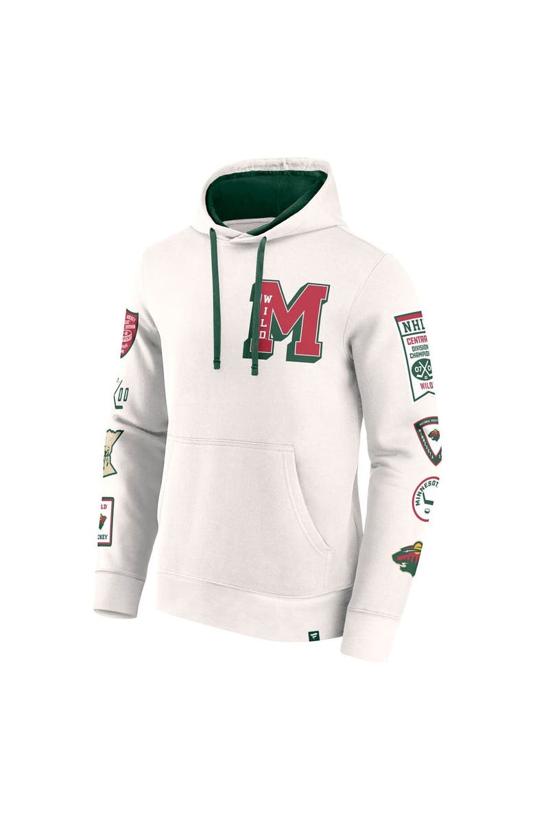 FANATICS Men's Fanatics White Minnesota Wild Letterman Fleece Pullover Hoodie, Alternate, color, 