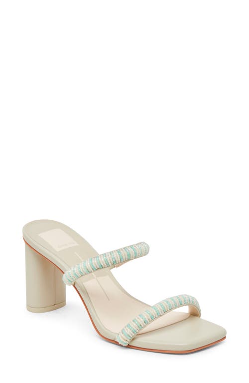 Dolce Vita Nolah Mint Multi Beaded High Heel Slide Sandals In Mint Multi Beads