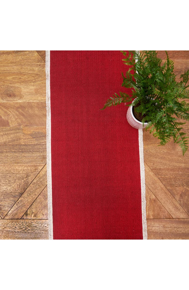 C&F Home Fringed Cherry Table Runner 14" x 72", Alternate, color, Red