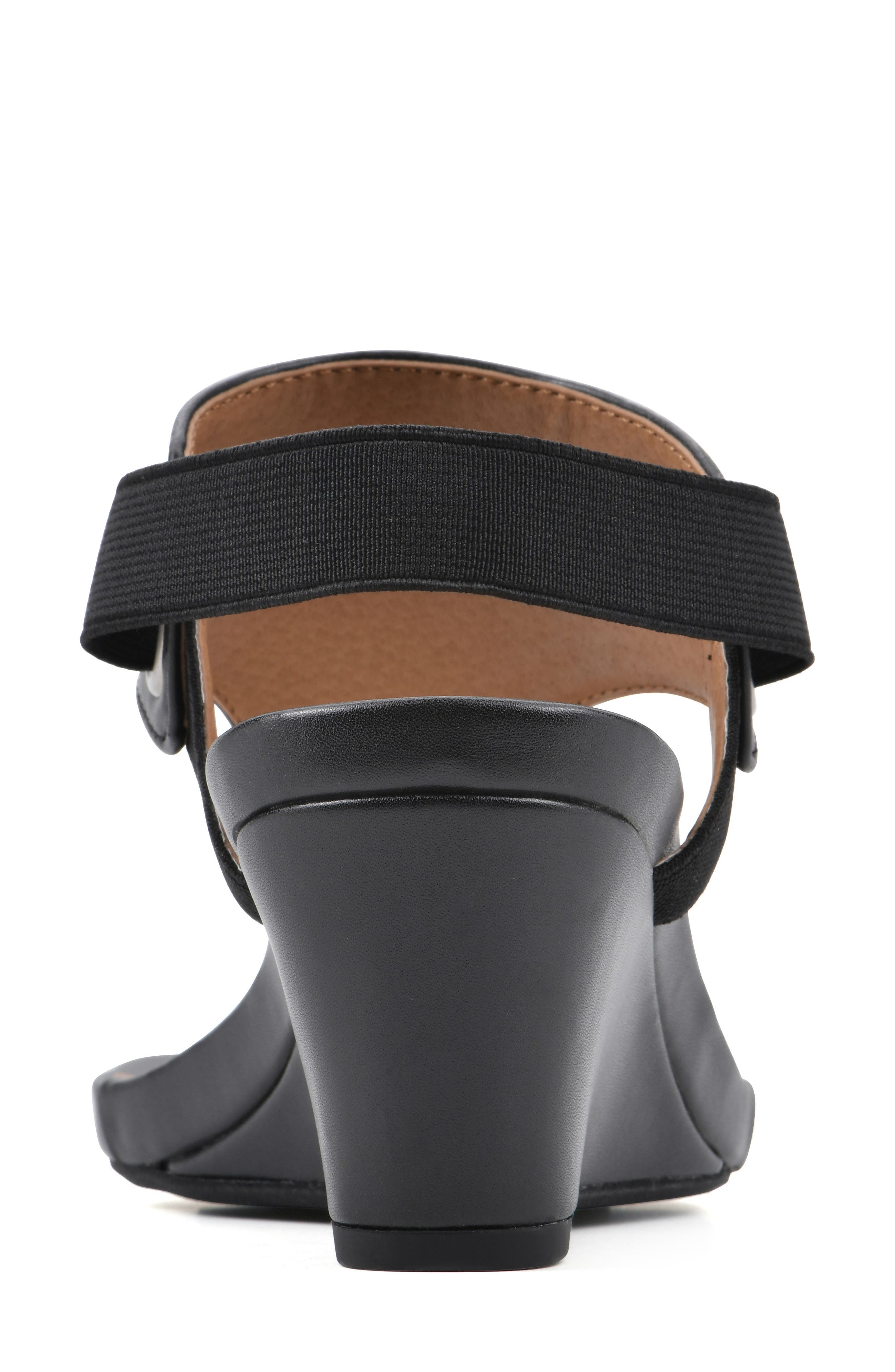 White Mountain Footwear All Dres Wedge Sandal, Alternate, color, Black/ Smooth