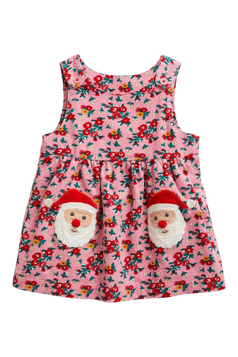 Father Christmas Appliqué Corduroy Dress, Main, color, BOTO PINK FATHER CHRISTMAS