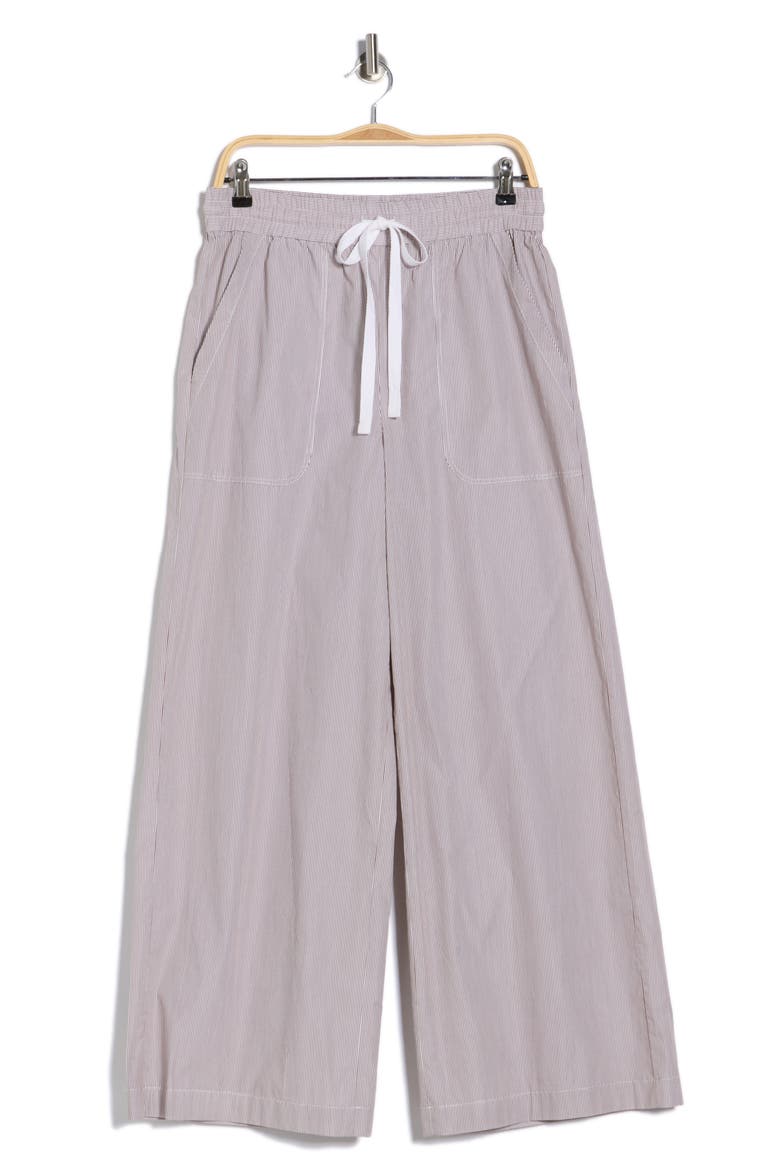Main St. Cotton Wide Leg Pants, Alternate, color, WHITE/ CHOCOLATE