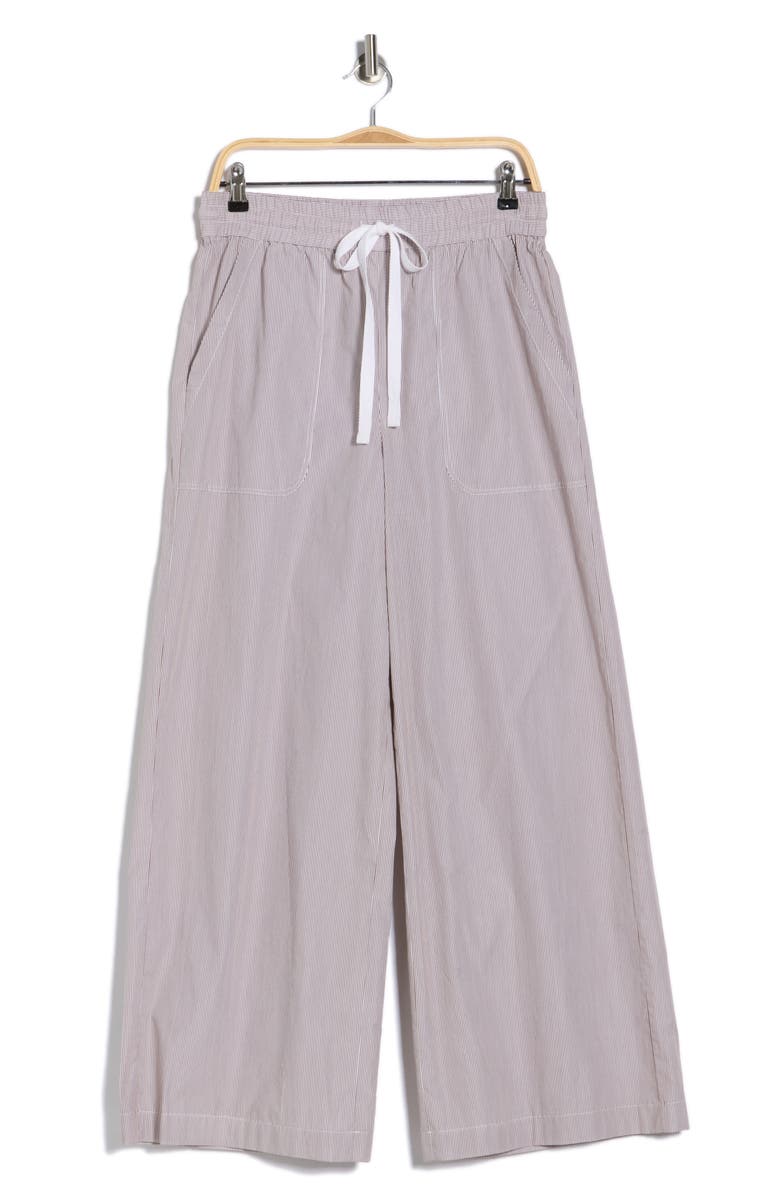 TWP Main St. Cotton Wide Leg Pants, Alternate, color, White/ Chocolate