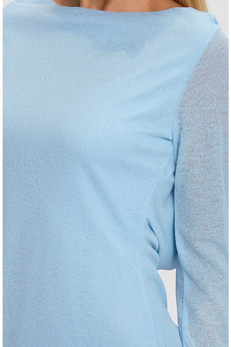 Visualize Drape Back Long Sleeve Knit Minidress, Alternate, color, LIGHT BLUE