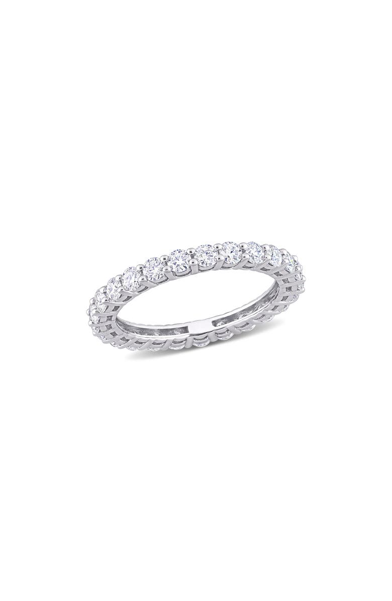DELMAR 10K White Gold Created Moissanite Infinity Band Ring, Main, color,