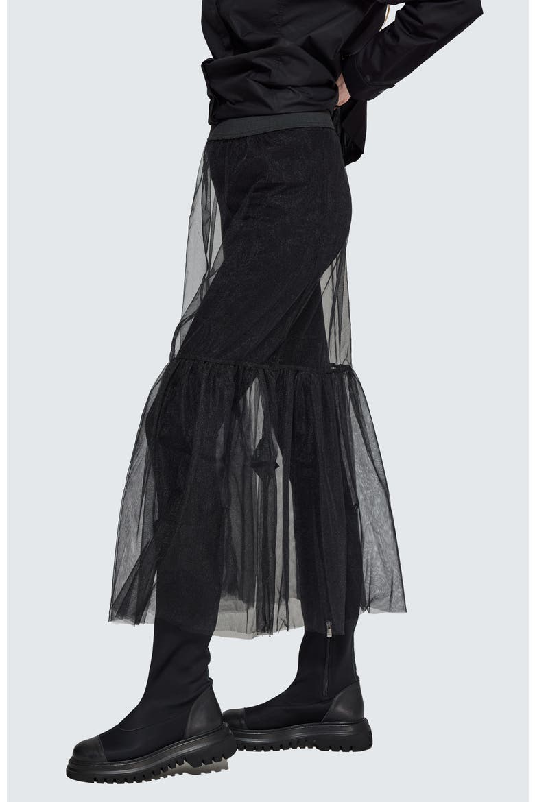 Flanna Ruffled Mesh Skirt, Alternate, color, Black