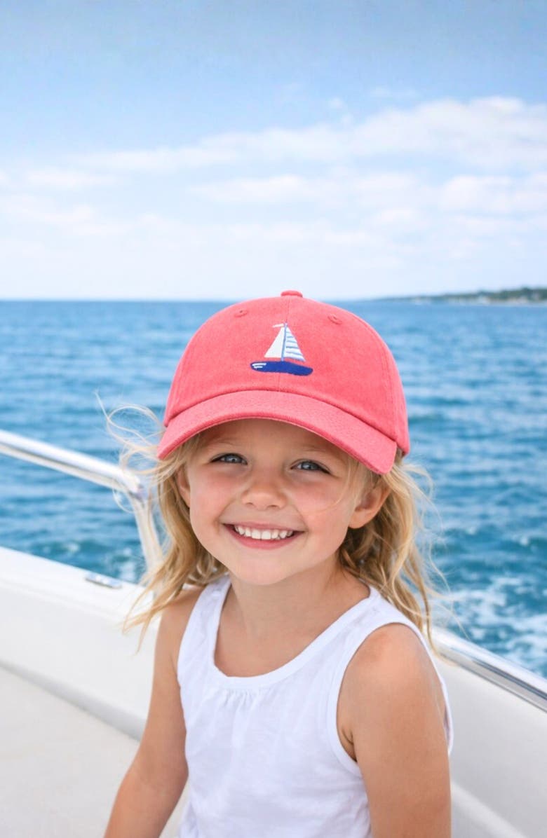 Bits & Bows Sailboat Bow Baseball Hat, Alternate, color, Red