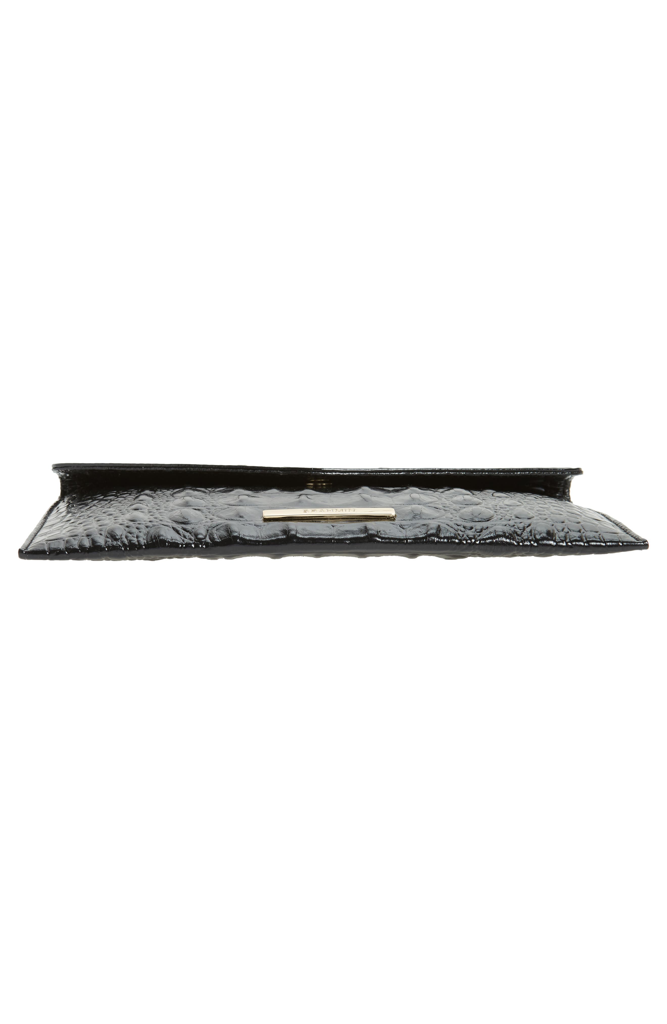 Melbourne Croc Embossed Leather Envelope Clutch, Alternate, color, BLACK