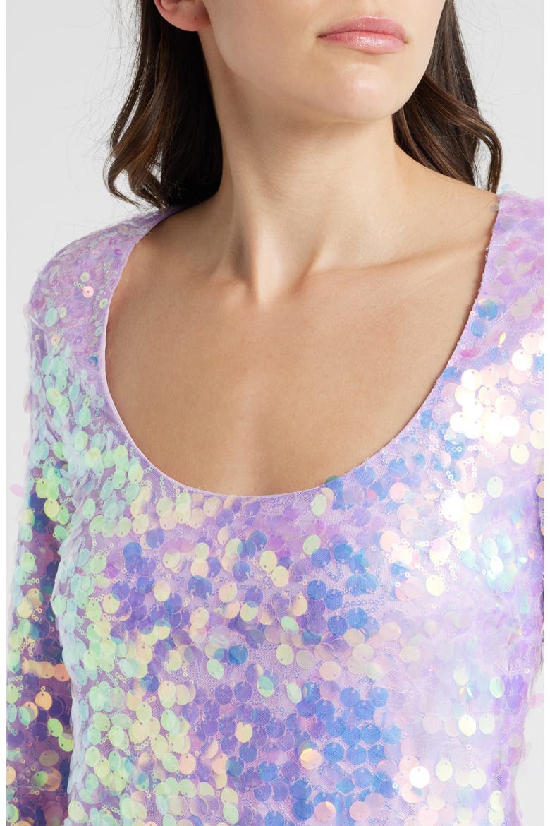 Risbo Paillette Long Sleeve Minidress, Alternate, color, LILAC