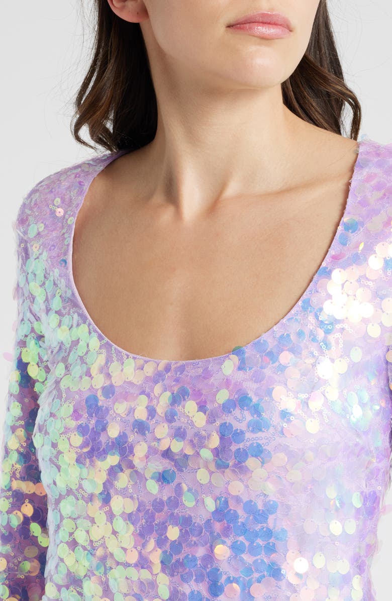 LoveShackFancy Risbo Paillette Long Sleeve Minidress, Alternate, color, 